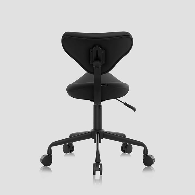 Ergonomic Saddle Seat Adjustable Pneumatic Hydraulic Drafting Swivel Rolling Stool Chair for Medical Hygienic SPA Massage Salon Home and Office - Hilo 508 (Black, with Backrest)