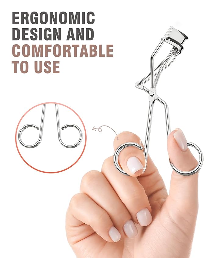 Eyelash Curler with Comb, Professional Volumizing Lash Lift Kit Lash Curler with Refill Pads for Home & Travel Uses, Silver