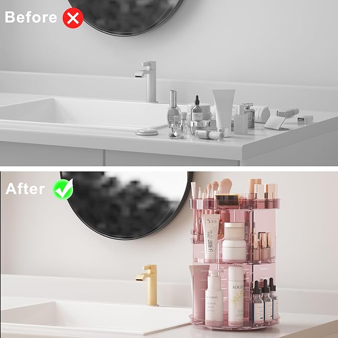360 rotating makeup organizer with