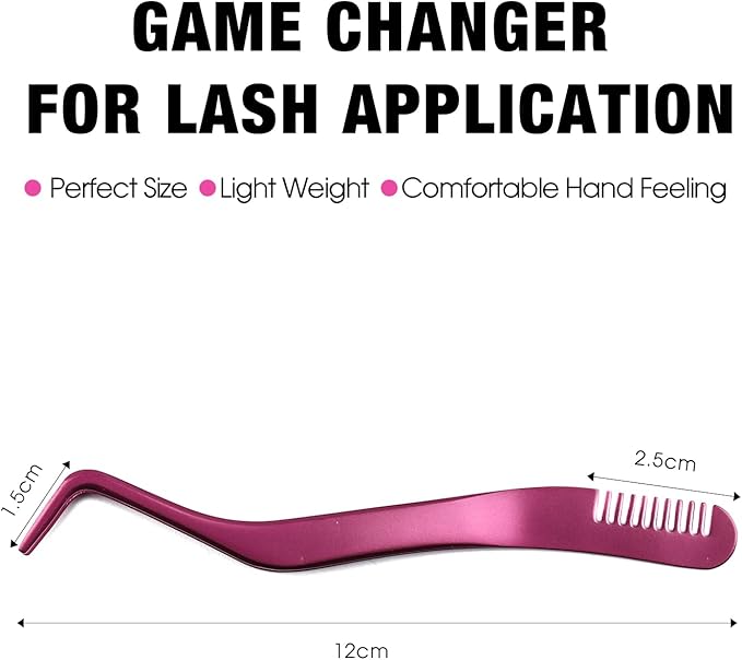 FADLASH Lash Tweezers for Individual & Cluster Lashes, 2pcs DIY Eyelash Extension Supplies, Lash Applicator Tool, Eyelash Tweezers for False Lash Extension, Pink & Rose Gold