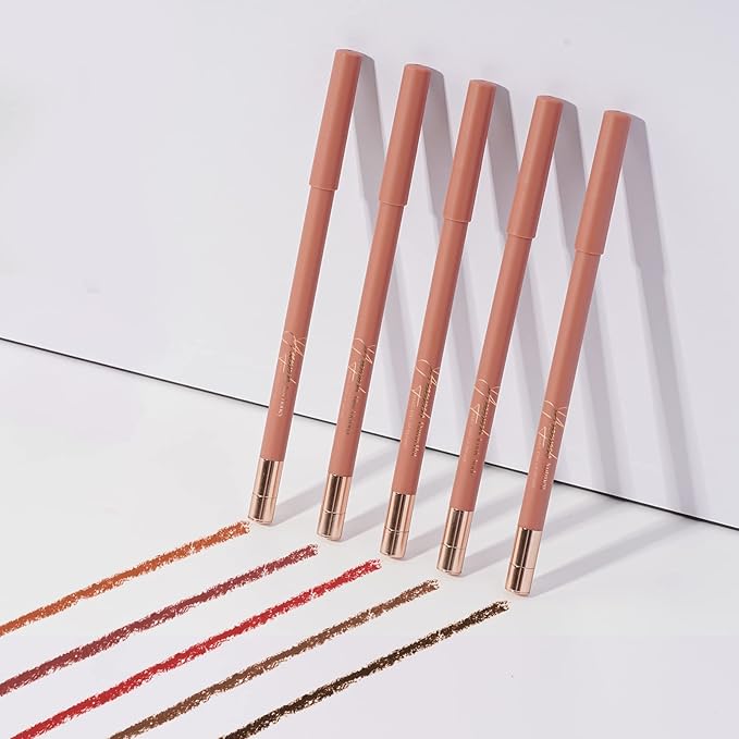 Light Brown Lip Liner Pencil, Automatic Natural Lipliner with Sharpener, Long Lasting Lip Filler Pen for Lip Contour,Waterproof, Highly Pigmented, Iconic Nude