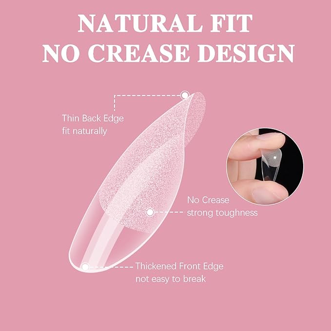 Short Oval Round Nail Tips, SSWSBYKE 300pcs Gel Acrylic Nail Tips for Full Cover Pre-Shaped Fake Nails Tips Half Matte Press On Nails for Extension Home DIY Salon 15 Sizes