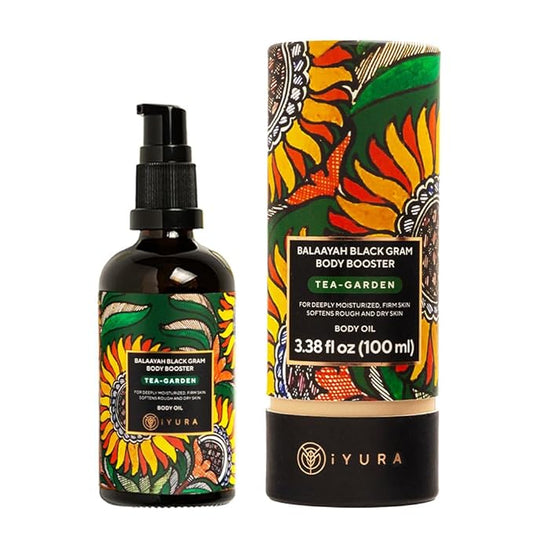 iYURA Balaayah Black Gram Body Booster Oil - Tea-Garden Blend | Ayurvedic Massage & Moisturizing Body Oil | Luxurious, Fast-Absorbing & Non-Sticky | 3.38 fl oz