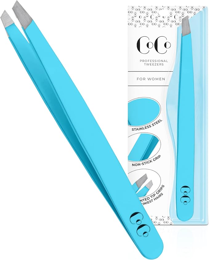 Tweezers for Facial Hair Women, Professional Precision Eyebrow Tweezers for Women and Men, Sharp Stainless Steel Slanted Tip for Hair Removal, Eyebrows and Ingrown Hair