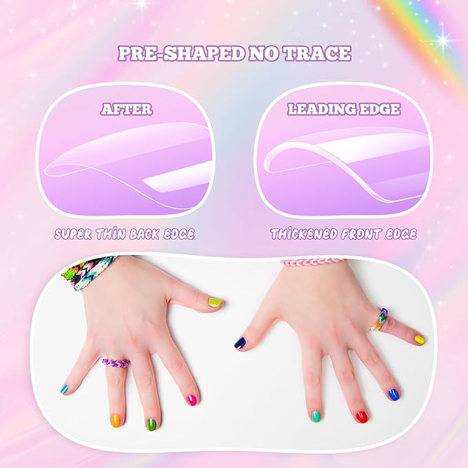 krofaue Short Kids Clear False Nails - 240Pcs Press on Nails for Little Girls Full Cover Children Fake Nails Fingernail Decoration 10 Sizes Soft Gel Nail Tips for Kids