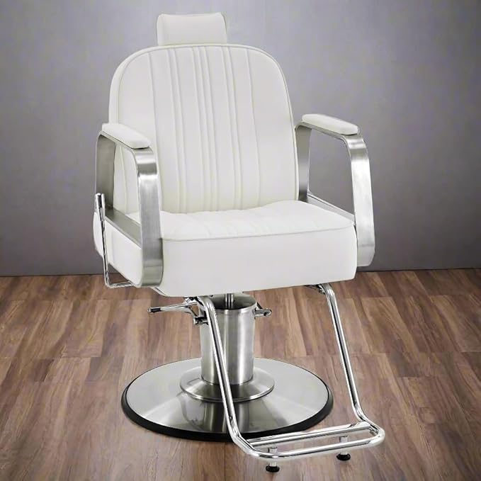 BarberPub Salon Chair for Hair Stylist, All Purpose Hydraulic Barber Styling Chair, Beauty Spa Equipment 8548 (White)