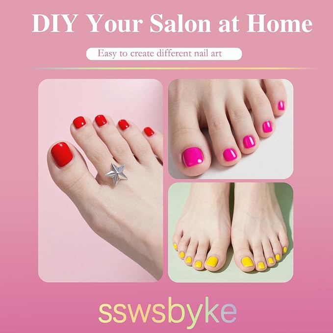 Toe Nail Tips, SSWSBYKE 300Pcs Short Square Soft Gel Full Cover Fake Toe Nail Tips 15 Sizes Matte Press on Acrylic Toe Nail Extensions For Home DIY Nail Salon