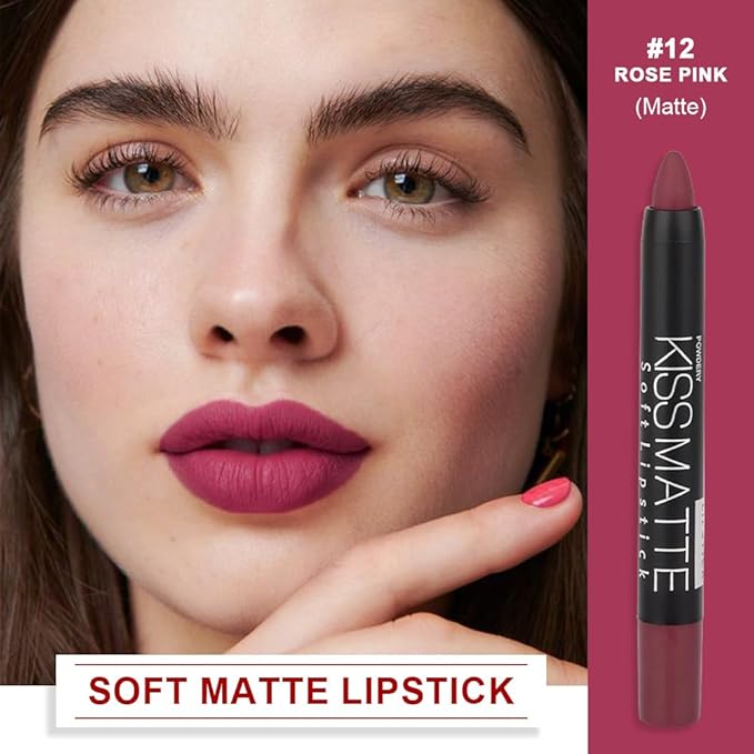 evpct 1Pcs Wine Red Matte Lipstick and Lip Crayon Liner Pencil Pen Set for Women Lip Stain Long Lasting Waterproof labiales mate magicos 24 horas originales pintalabios permanente 24 horas 12