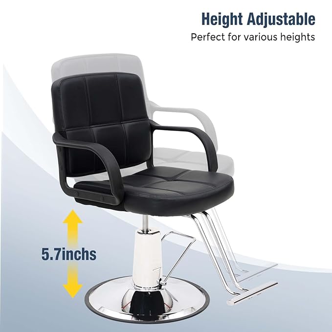 Tatub 360° Barber Chairs for Barbershop, Heavy Duty Hydraulic Pump Swivel Salon Chair with Height Adjustable, Salon Equipment for Hair Stylist - Dark Black