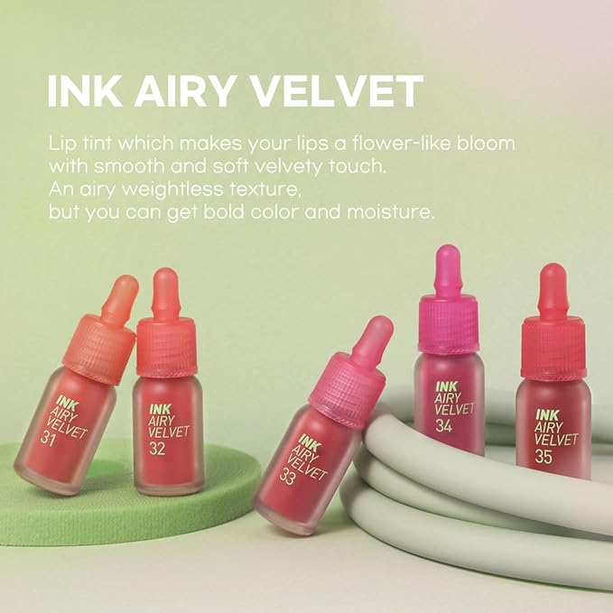 Peripera Ink Airy Velvet Lip Tint | High-Pigmentation, Lightweight, Soft, Moisturizing, Not Animal Tested (035 CHERRY ROSE (NEW))