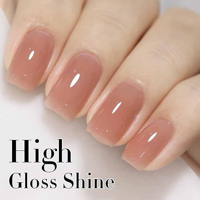 Double Rhythm Translucent Gel Polish Sheer Neutral Natural Light Milky Same Color Same Bottle 15ML Jelly Nail Polish Nail Art DIY at Home (Neutral Nude-A1415)