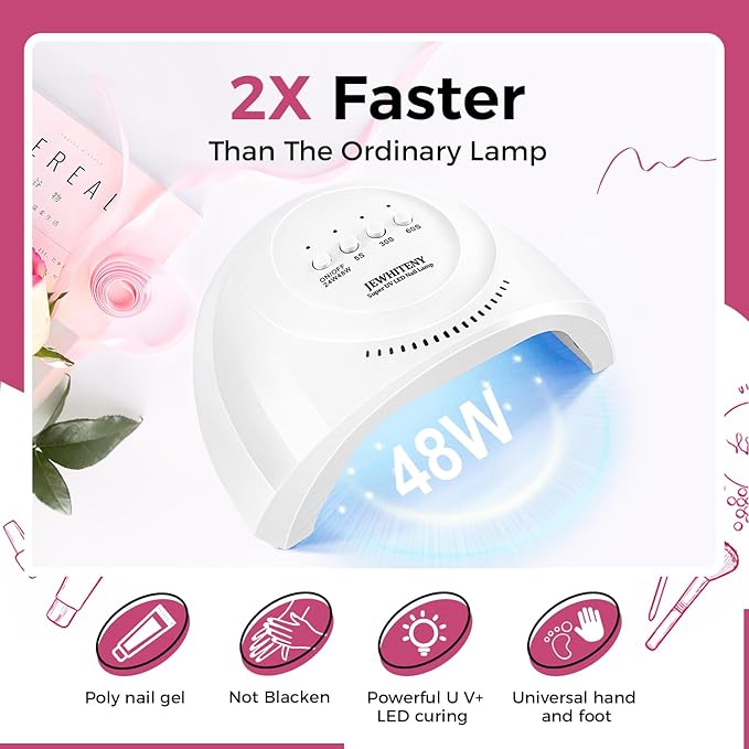 JEWHITENY 28 Colors Poly Nail Gel Kit with Base Top Coat Purple Blue Yellow Nude Pink Glitter Shades Quick-Dry for Beginners DIY Need U V Lamp Curing