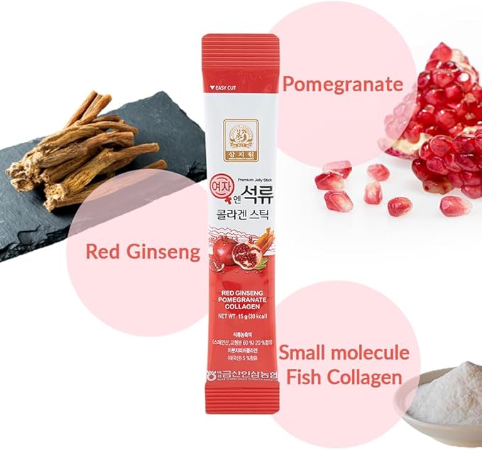 Korean Beauty Baekje Geumsan Women's Pomegranate Collagen Jelly Stick 5.1oz / 30 Count (5 Pack)