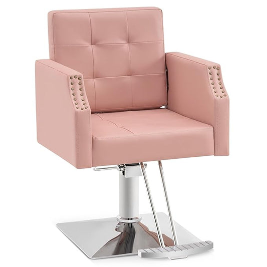 BarberPub Classic Salon Chair for Hair Stylist,Hydraulic Barber Styling Chair,Beauty Salon Spa Equipment 8818 (Pink)