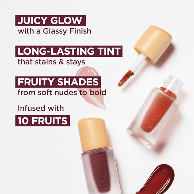 Laka Fruity Glam Lip Tint Mini, Glowing Lip Stain with Wide Color Spectrum, Hydrating & Lightweight Texture, Long-Lasting Bold Stain, Non-Sticky, Vegan, K-Beauty (#119 Dreaming)