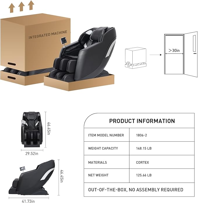 Redcamp Massage Chair Full Body: with 8-Point Fixed Nodes, Zero Gravity, Waist & Leg Heating, Airbag Massage, Bluetooth Music, LED Remote, Foot Rollers, Auto Programs, Adjustable Calf