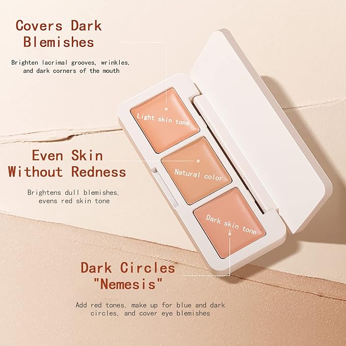IFiona Tricolor Concealer to Cover Spots,Stains,Acne,Freckles and Brighten