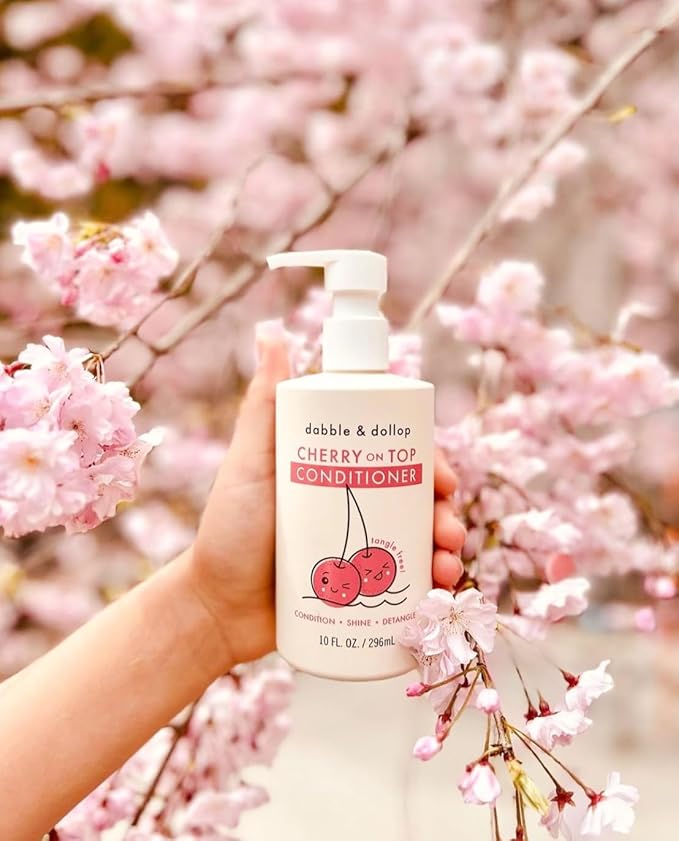 Dabble & Dollop Cherry on Top Conditioner - Natural Shine & Detangler for Kids, 100% USA-made, Paraben & Sulfate Free, Vegan, Gluten-free, Tear-Free (10oz, Pack of 2)