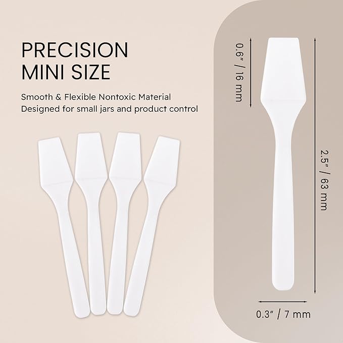 PANA 200pcs Cosmetic Make Up Disposable Plastic 2.5" Spatulas Skin Care Facial Cream Mask Spatula (WHITE-200 Pieces in a Box)