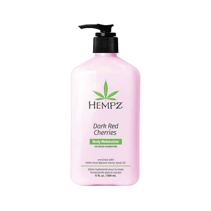 Hempz Dark Red Cherries Lotion, Ultra Hydrating Moisturizer for Body, Hands and Feet 17 oz.