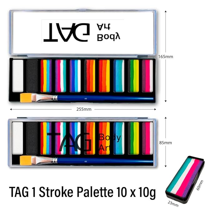 1 Stroke Palette 10 x 10g Face and Body Paint