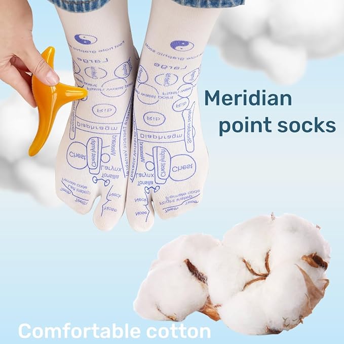 COLSA Reflexology Socks with Tools,Acupoint Socks Set,Beginner Acupoint Massage Tools Large Triangular Sparrow+acupoint Stick(1 Women 1 Men+Gloves)