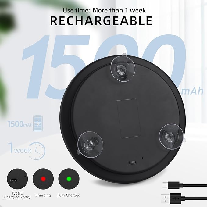 10x Lighted Magnifying Mirror with Suction Cups, Large 6'' Magnified Mirror with Light High Magnification Travel Makeup Mirror, Rechargeable Battery, 3 Colors Dimming Light, with Tweezers &Scissors