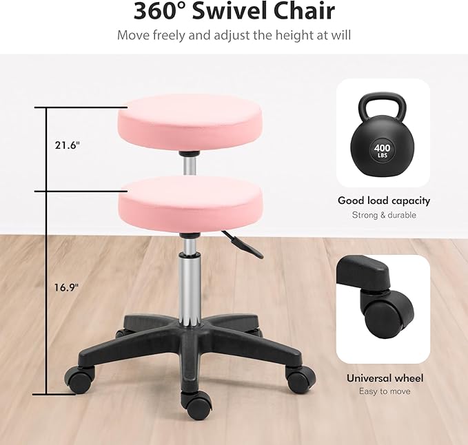 Tattoo Chair Facial Bed with Two Trays Esthetician Bed Adjustable Folding Salon Bed with Hydraulic Stool Massage Bed for Professional Massage Facial Lash Beauty Treatment Spa Pink