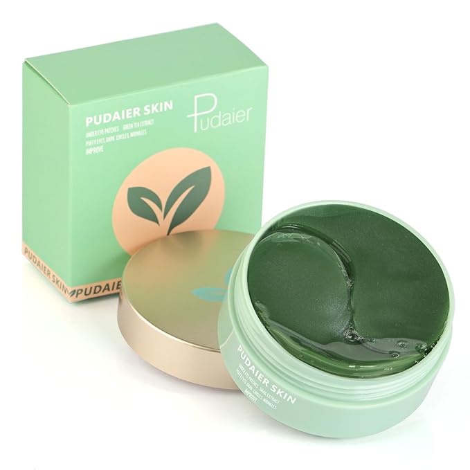 Under Eye Patches for Puffy Eyes, Dark Circles and Wrinkles, 60 Pcs Eye Masks with Rose, Snail and Green Tea Extract to Refresh Your Eye Skin (Green Tea Extract)