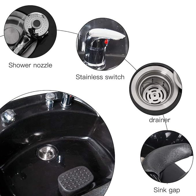 Polar Aurora New Backwash Barber Chair ABS Plastic Shampoo Bowl Sink Unit Station Spa Salon Equipment