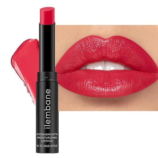 Classic Red Moisturizing Lipstick – Hydrating Creamy Lip Color for Dry & Sensitive Lips, Lightweight Glossy Tinted Balm, Long-Lasting Lipstick for Women (First Crush)