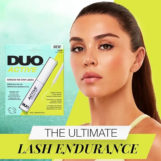 DUO Active Clear Lash Glue – Brush-On Lash Adhesive for Strip Lashes, Quick-Dry, Waterproof Eyelash Glue, 0.16 oz (4.6g)