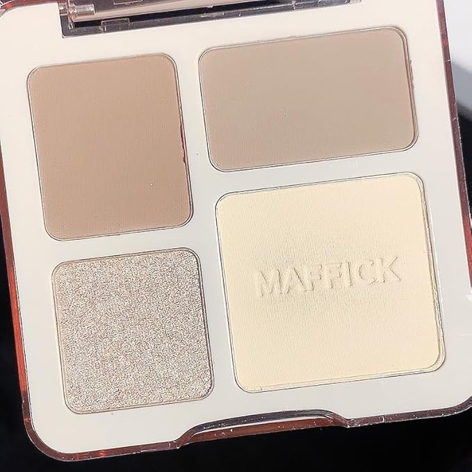 4-in-1 Face Contour Palette, Matte and Shimmer Shades with Highlighter, Brown and Beige(2 pack)