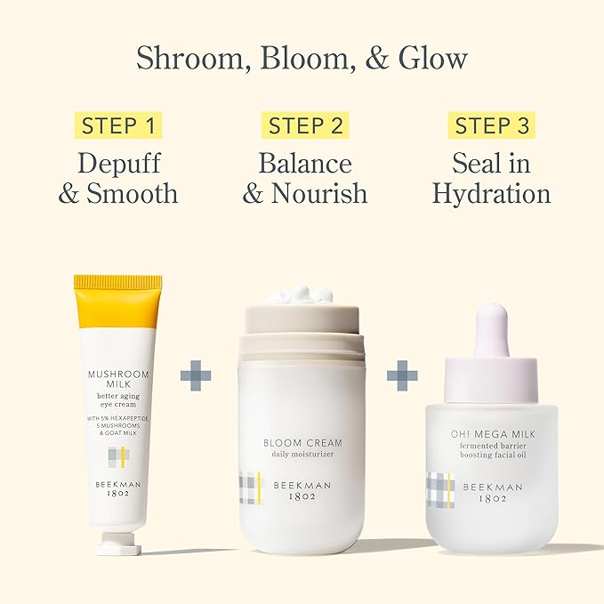 Beekman 1802 Mushroom Goat Milk Eye Cream - Clinically Proven Anti-Aging Eye Treatment for Under-Eye Circles & Fine Lines - With Hexapeptide and Snow Mushrooms - Fragrance-Free, Cruelty-Free