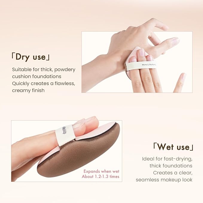 Makeup Sponge Set, Hydropolyurethane Sponges, Dry/Wet Use with Lychee-Pattern PU Leather, Expands 1.3x, for Full/Sheer Coverage Finish,3pcs Beauty Puffs &Storage Case