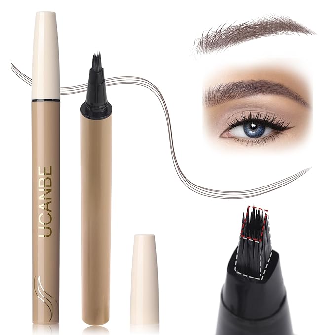 Microblading Brow-Fection Brow Eyebrow Pencil – Angled Brush Tip, Wild Natural Hair-Like Strokes, Patented Design, Long-Lasting & Smudge-Proof, for Beginners & Pros(04 Ash Brown）