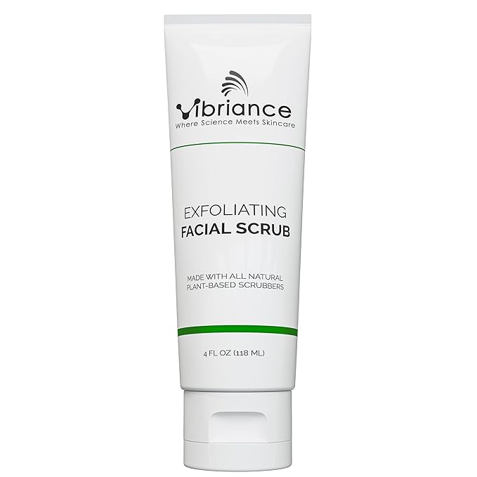 Vibriance Ultra-Gentle Face Scrub, 4 fl oz - Exfoliating Facial Wash Unclogs Pores - Sulfate and Paraben-Free Exfoliator For All Skin Types - Made with Natural Ingredients