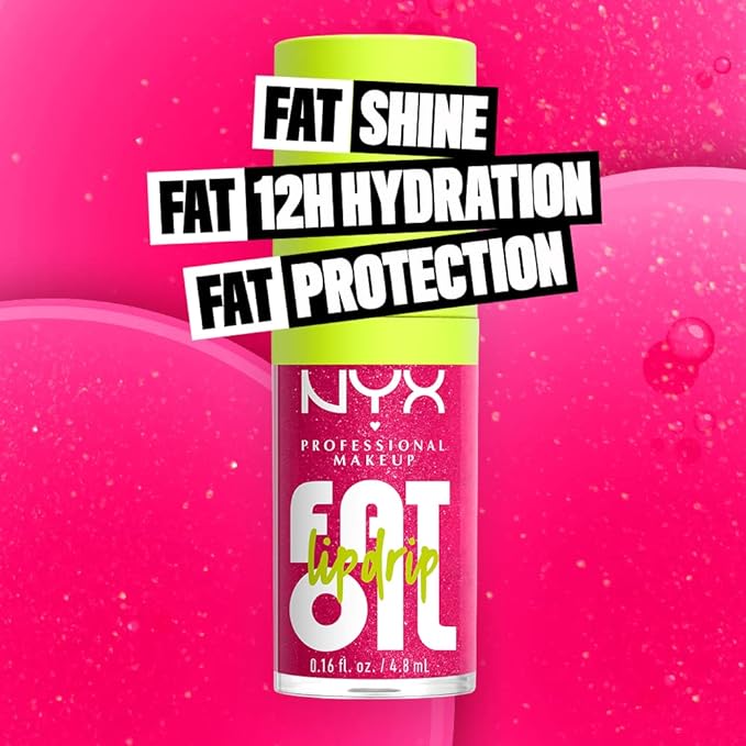 NYX PROFESSIONAL MAKEUP Fat Oil Lip Drip, Moisturizing Lip Oil Gloss, Vegan Tinted Formula, Up to 12 HR Hydration - Supermodel (Shimmering Magenta)