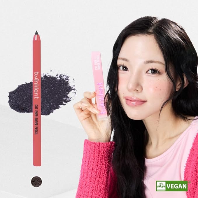 TWINKLENT Cat Eyes Super Pencil – 24-Hour Long-Lasting Waterproof Gel Eyeliner, Multipurpose Vegan Eye Makeup, Built-in Sharpener, 6 Shades (1-Cold Brew Black)