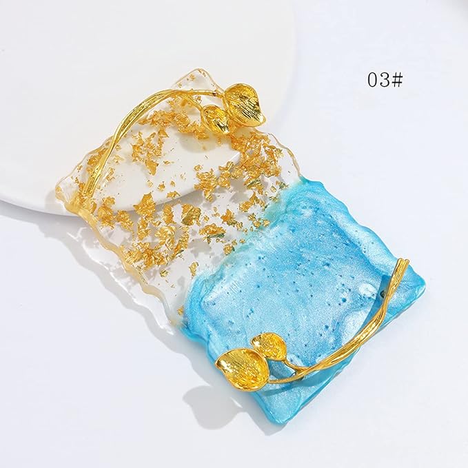 2023 Retro Nail Art Palette, Nail Painting Mixed Color Palette with Leaves Handle, Nail Holder Gel Color Makeup Display Board Pallet (Blue)