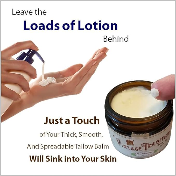 Vintage Tradition Beef Tallow All-Purpose Balm – Healing, Hydrating Jasmine Skin Care Salve – Replaces Body Lotion, Hand Cream & More – Made with Essential Oils, Olive Oil & Grass-Fed Tallow – 2 fl oz