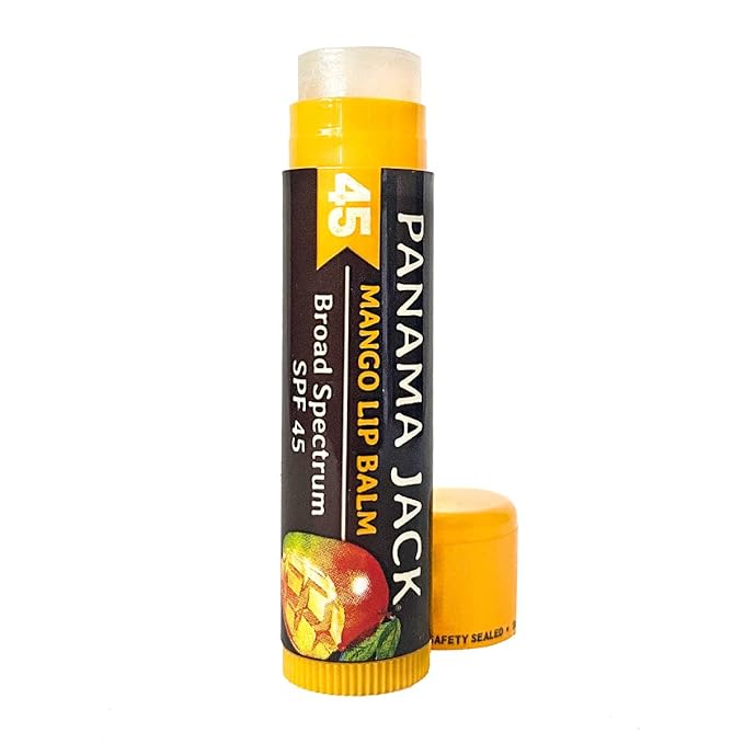 Panama Jack Sunscreen Lip Balm - SPF 45, Broad Spectrum UVA-UVB Sunscreen Protection, Prevents & Soothes Dry, Chapped Lips, Mango, 2-pack
