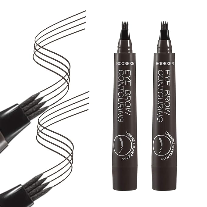 Boobeen 2Pcs Microblading Eyebrow Pencil - Waterproof Eyebrow Tattoo Pen with a Micro-Fork Tip Applicator - Creates Natural Looking Brows Effortlessly