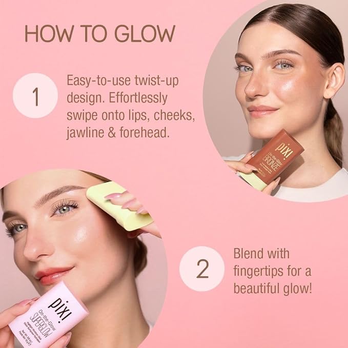 Pixi Beauty Radiance Ready On-the-Glow Trio | Hydrating Hydrating Tinted Moisture Stick Blush, Bronzer, and Highlighter Set | Travel Size, Vegan, and Paraben-Free