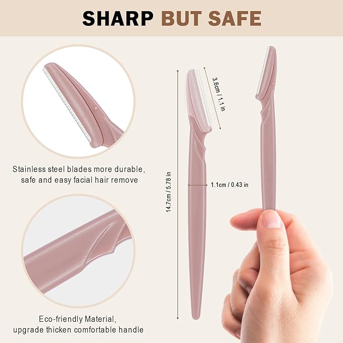 D 18 PCS Eyebrow Razor,Dermaplane Razor,Face Razors for Women,Dermaplaning Tool for Face,3 Colors Facial Hair Shavers with Precision Cover,Facial Hair Remover for Women,Eyebrow Trimmers for Men(Gray)