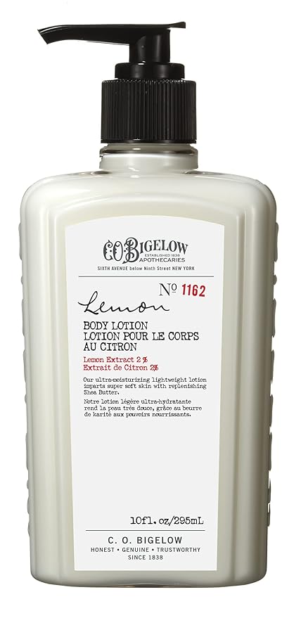 C.O. Bigelow Lemon Body Lotion, Moisturizing Body Lotion for Dry Skin with Shea Butter & Lemon Extract, 10 Fl Oz