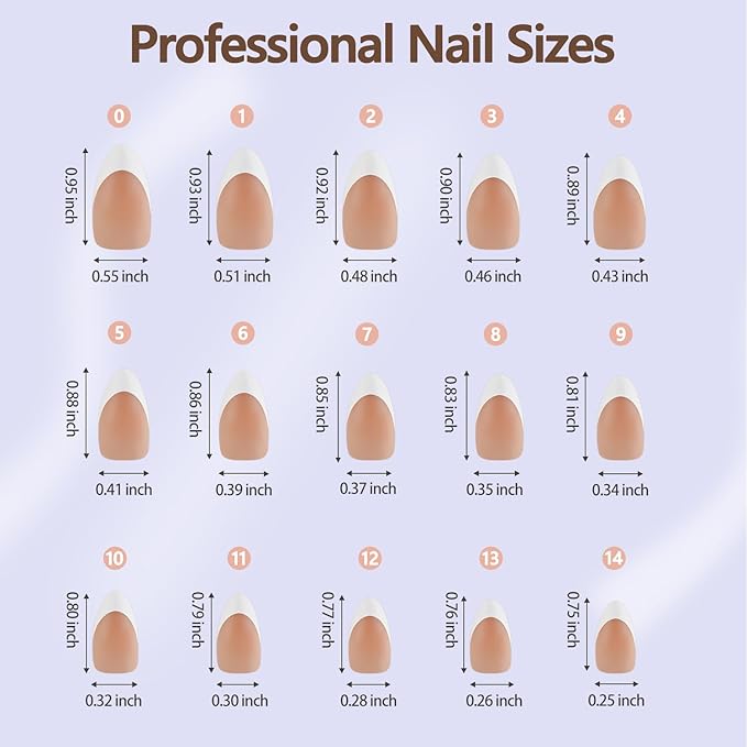 Misssix French Gel Nail Tips, 150Pcs French Tip Press on Nails Medium Almond Brown, No Need to File 3 in 1 Tips Pre-lasting, Fake Nails for Nail Art DIY 15 Sizes