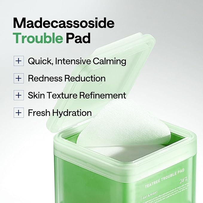 MEDIHEAL Toner Pads [Teatree] - Trouble Care Toner Pad with Teatree & Lactobacillus - Calming & Soothing for Sensitive & Acne Prone Skin - Vegan Hypoallergenic Face Gauze (100 Count)