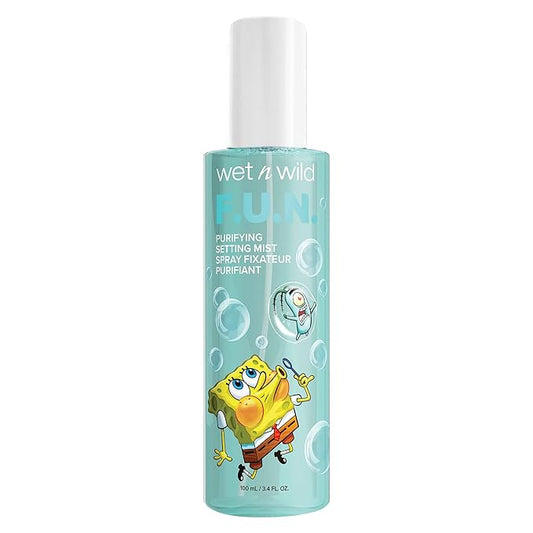 wet n wild SpongeBob SquarePants Purifying Setting Mist, 2-in-1 Face Cleanser & Makeup Setting Spray with Niacinamide & Centella - F.U.N. Edition