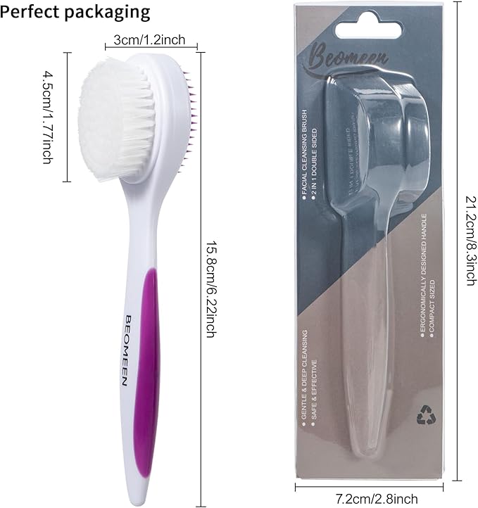 Silicone Face Scrubber Double Side, Beomeen Handheld Facial Cleansing Brush 2 in 1 Face Cleanser Brush for Deep Cleansing and Exfoliating, Blackhead Makeup Removal 2 Pcs